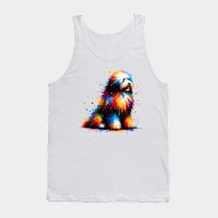 Vibrant Abstract Splash Art of a Sitting Puli Tank Top